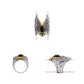 Jewelry design art wings ring.