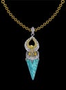 Jewelry design fancy art engle on turquoise pendant.