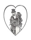 Art Couple Wedding Skulls Day of the dead.