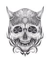 Art Surreal Devil Skull Tattoo.