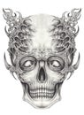 Surreal devil skull tattoo.