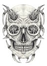Surreal devil skull tattoo.