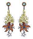 Ã Â¹â¹Jewelry design art starfish earrings.