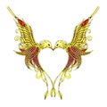 Jewelry design fancy couple phoenix necklace.