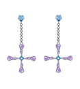 Jewelry design fancy gems cross earrings.