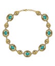 Jewelry design art vintage mix turquoise gold necklace.