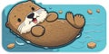 Art design in otter sticker die cut of wildlife with minimal concept. Royalty Free Stock Photo