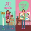 Art And Design Studio Vertical Banners Royalty Free Stock Photo