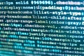 Art design website digital page. HTML code on laptop screen. Abstract screen of software virus and coding technologies. Web or Royalty Free Stock Photo