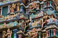 Art details of colorful Gopuram at Hindu temple