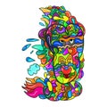 Art doodle colorful tribal face masks