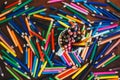 Stack of colored pencils in a glass Royalty Free Stock Photo