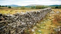 Art of dry stone wall construction in countryside