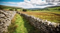 Art of dry stone wall construction in countryside