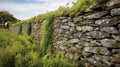 Art of dry stone wall construction in countryside