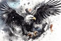 art eagle in space . dreamlike background with eagle . Hand Drawn Style illustration Royalty Free Stock Photo