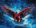 art eagle in space . dreamlike background with eagle . Hand Drawn Style illustration Royalty Free Stock Photo