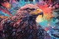 art eagle in space . dreamlike background with eagle . Hand Drawn Style illustration Royalty Free Stock Photo