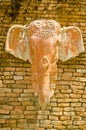 Art of Elephant stucco on brick wall style in Thai Royalty Free Stock Photo