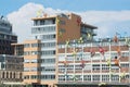 Art on Facade in Duesseldorf, "Flossis" of Artist Rosalie on Buiseness Office, Dusseldorf Medienhafen