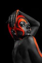 Art Face. How To Make A Mixtape Cover Design - Download High Resolution picture with black and red body paint on african