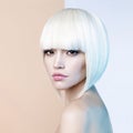 Fashion beautiful blonde with short haircut Royalty Free Stock Photo