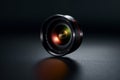 Camera lens on black background. Shallow DOF. - Generative AI, AI Generated