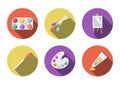 Art flat icons with long shadow set Royalty Free Stock Photo
