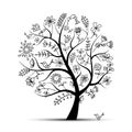 Art floral tree black for your design Royalty Free Stock Photo