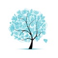 Art floral tree blue for your design Royalty Free Stock Photo