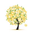 Art floral tree yellow for your design Royalty Free Stock Photo