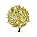 Art floral tree yellow for your design