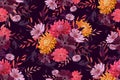 Art floral vector seamless pattern, autumn flowers Royalty Free Stock Photo