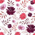 Art floral vector seamless pattern. Summer, autumn garden flowers. Royalty Free Stock Photo