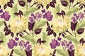 Art floral vector seamless pattern. Yellow asters.