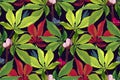 Art floral vector tropical pattern. Green leaves