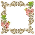 Art frame of square shape with berries and leaves of white currant