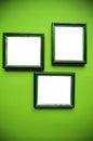 Art frames on rgreen wall Royalty Free Stock Photo