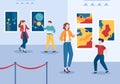 Art Gallery Museum Cartoon Illustration with Exhibition, Culture, Sculpture, Painting and Some People to See it in Flat Style Royalty Free Stock Photo