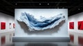 An art gallery showcases abstract sculptures with vibrant colors, attracting visitors to explore unique creative