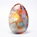 Colorful Opal Egg On White Background - Intricately Textured Stone Royalty Free Stock Photo