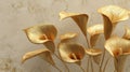 Art with golden calla lily flowers. Generative AI. Royalty Free Stock Photo