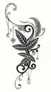 Art graphic mix fancy Leaf Tattoo. Royalty Free Stock Photo