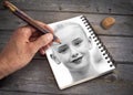 Art Hand Drawing Portrait Girl