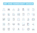 Art and handcraft design linear icons set. Sculpture, Pottery, Calligraphy, Knitting, Embroidery, Quilting, Weaving line