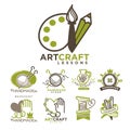 Art and handmade craft logo templates flat set.