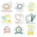 Art and handmade craft logo templates flat set.