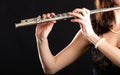 Art. Hands of flutist flaustist musician playing flute Royalty Free Stock Photo
