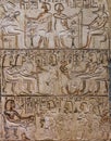 Art and hieroglyphs in ancient Egypt. Stone and papyrus relief from egypt. The treasure of the museum. Royalty Free Stock Photo