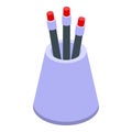 Art holder icon isometric vector. Pencil stand